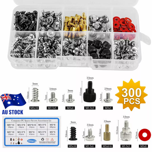 300pcs/Box Computer Screws Standoffs Kit for PC Hard Drive Motherboard Case Fan