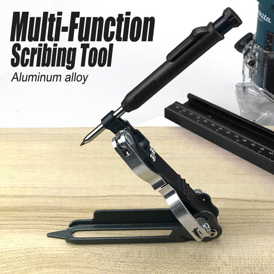 CLEARANCE- Aluminum Woodworking Measuring Tools Adjustable Profile Scribing Ruler with Deep Hole Pen