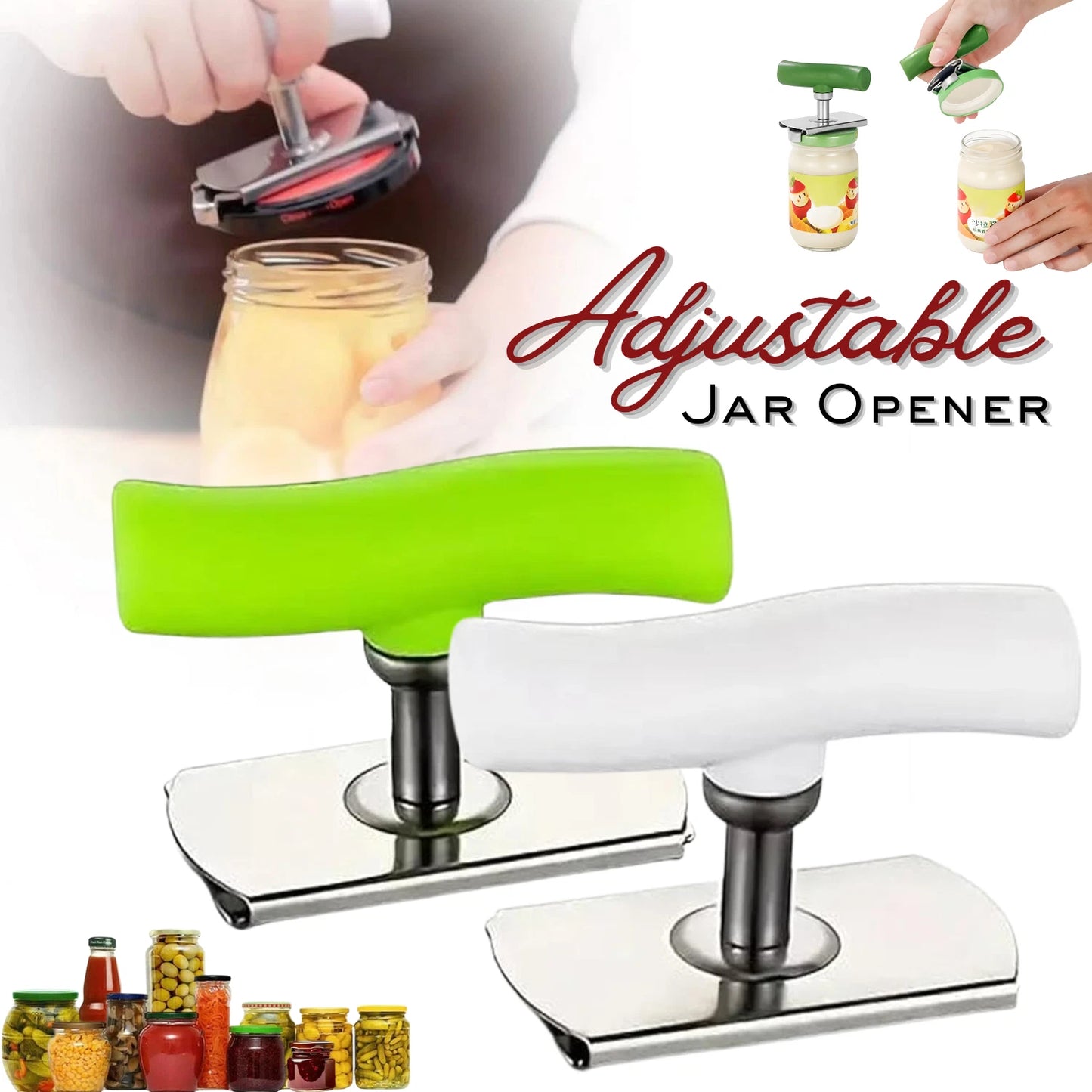 Effortless Arthritis Jar Opener Easy & Adjustable Grip Jar Opener for Weak Hands