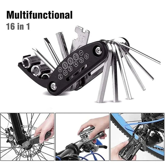 Bike Repair Tool Kit 16In1 MTB Portable Multi-tools Puncture Fix Patch