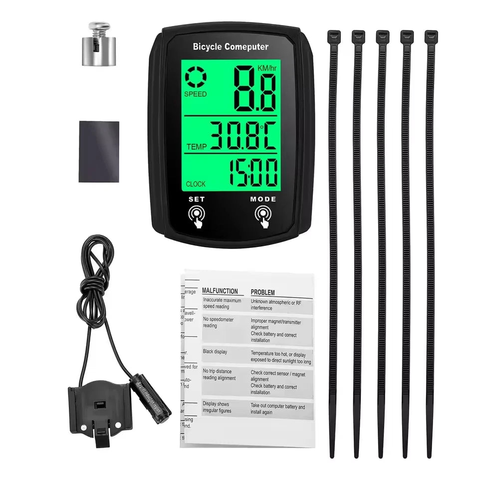 Wireless Cycling Bike Bicycle LCD Cycle Speedometer Computer Odometer Waterproof