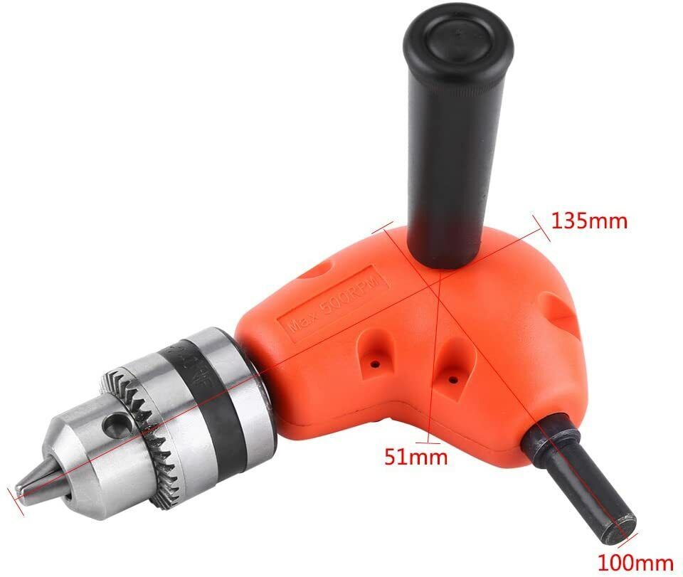 90° Degree Right Angle Drill Attachment 1/4" Drive Adapter With Chuck Key