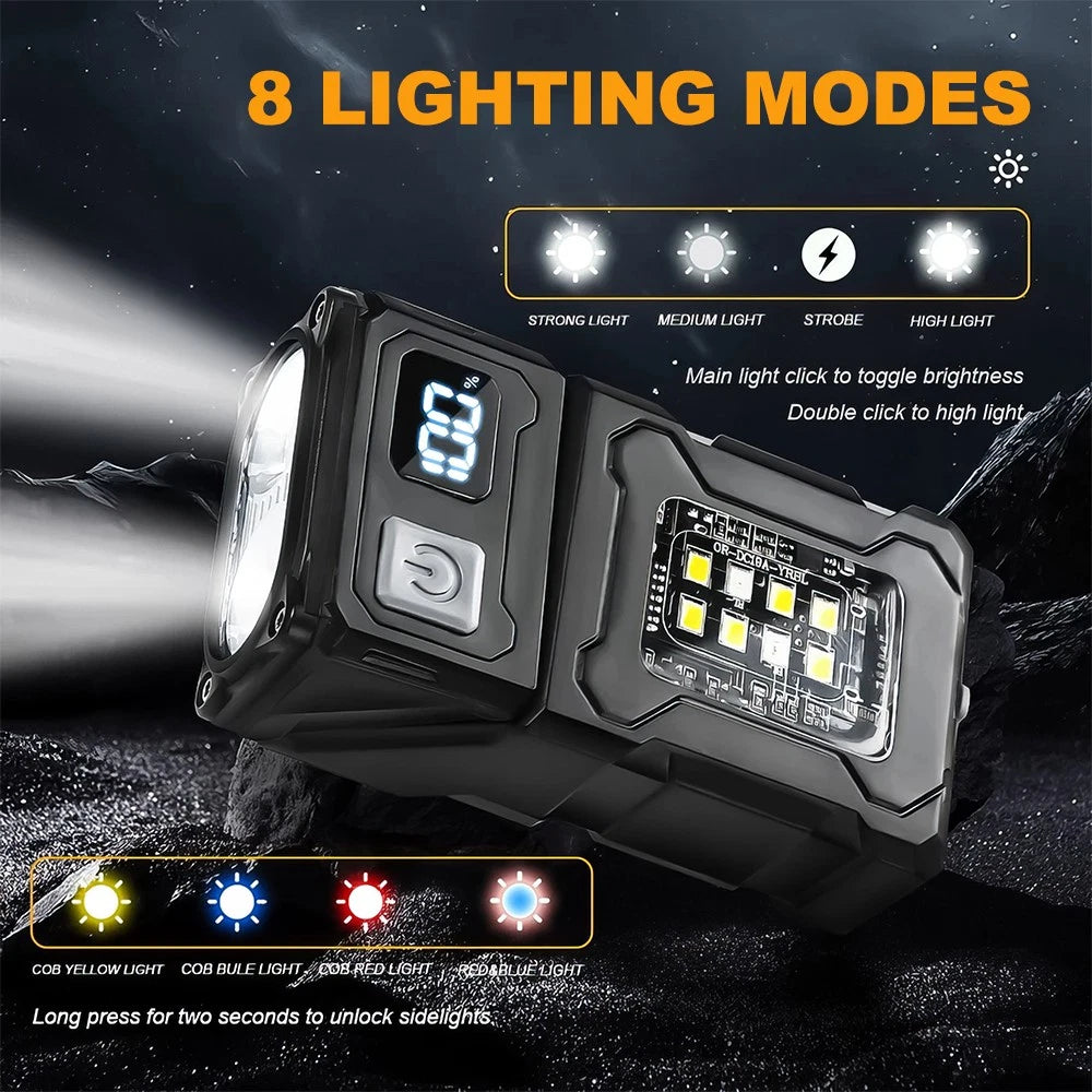 Multifunctional Mini LED Flashlight Pocket Work Light Dual Wicks Camping Torch