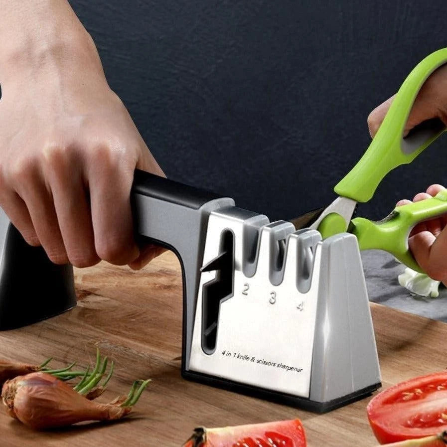4-in-1 Knife and Scissors Sharpener - Multi-Stage Blade Care