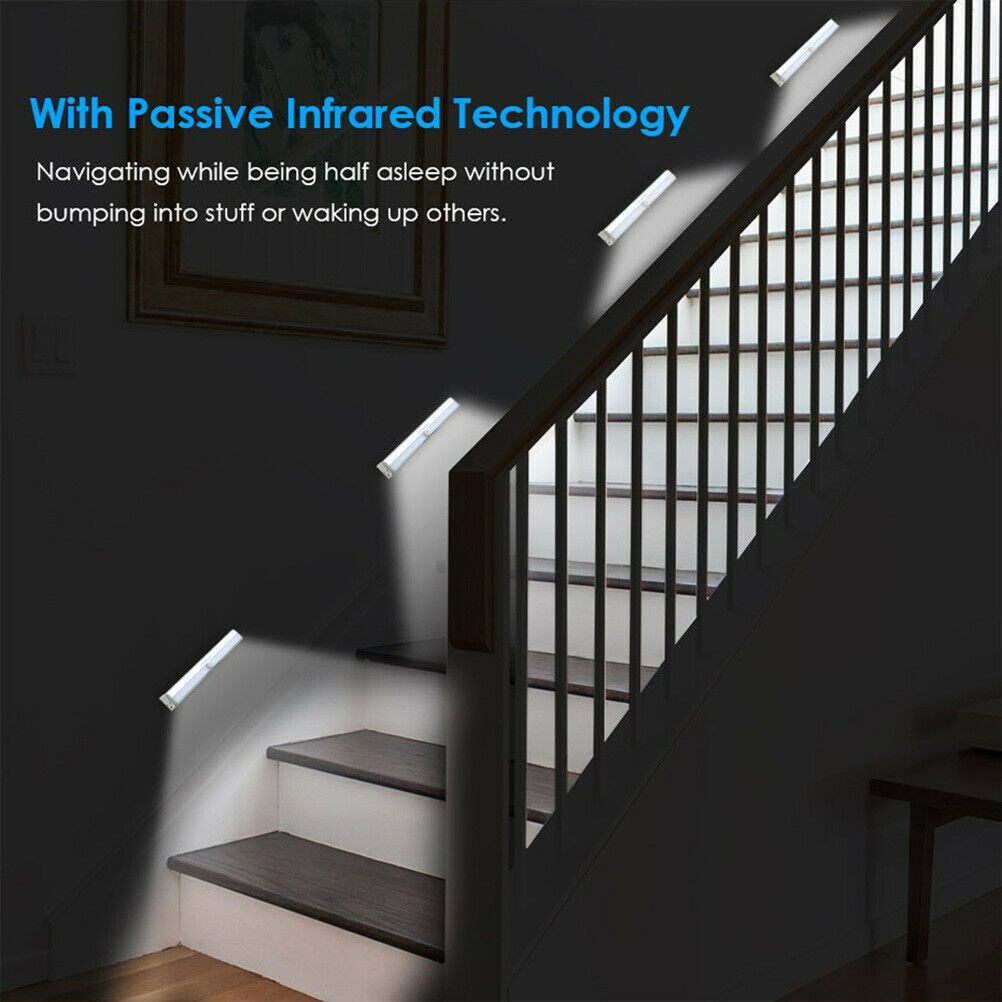 10CM/ 20CM/ 30CM LED Wireless PIR Motion Sensor Closet Lights USB Rechargeable Light Strips Lamp