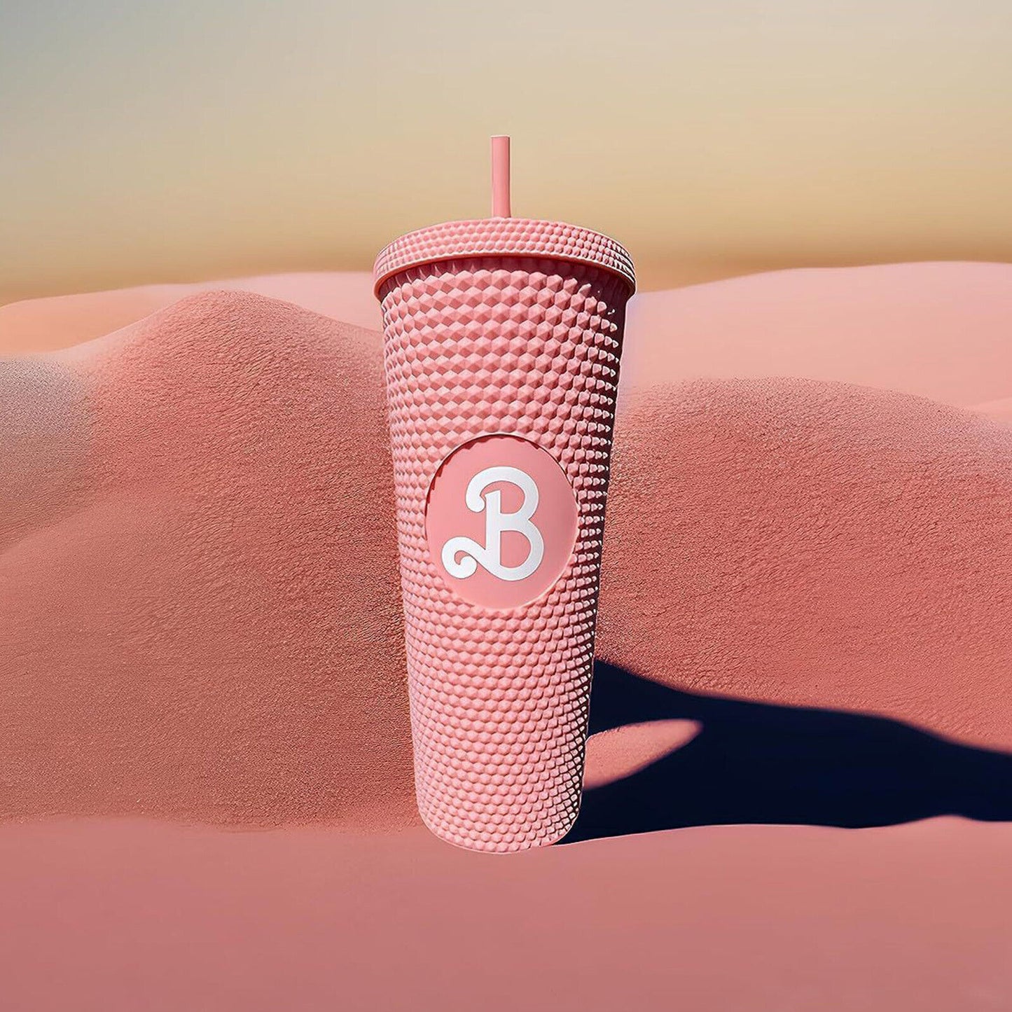 CLEARANCE- 800ML Barbie Water Bottle Pink Drink Mugs Double Wall With Straw BPA Free