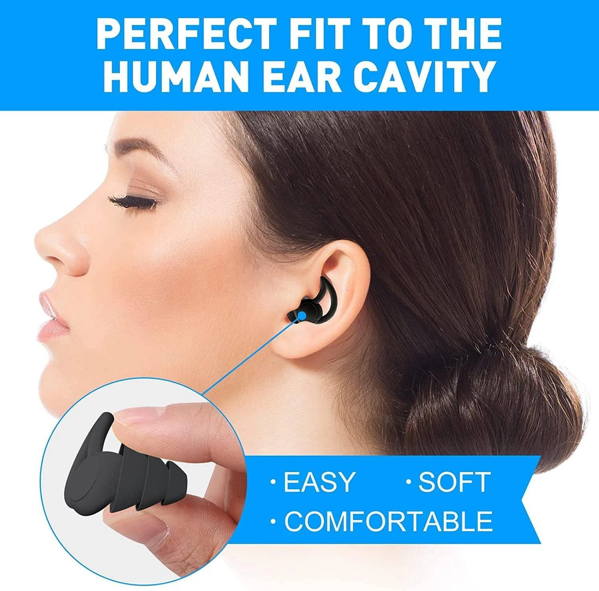 Ear Plugs for Sleeping Reusable Soft Silicone Ear Plugs for Noise Reduction