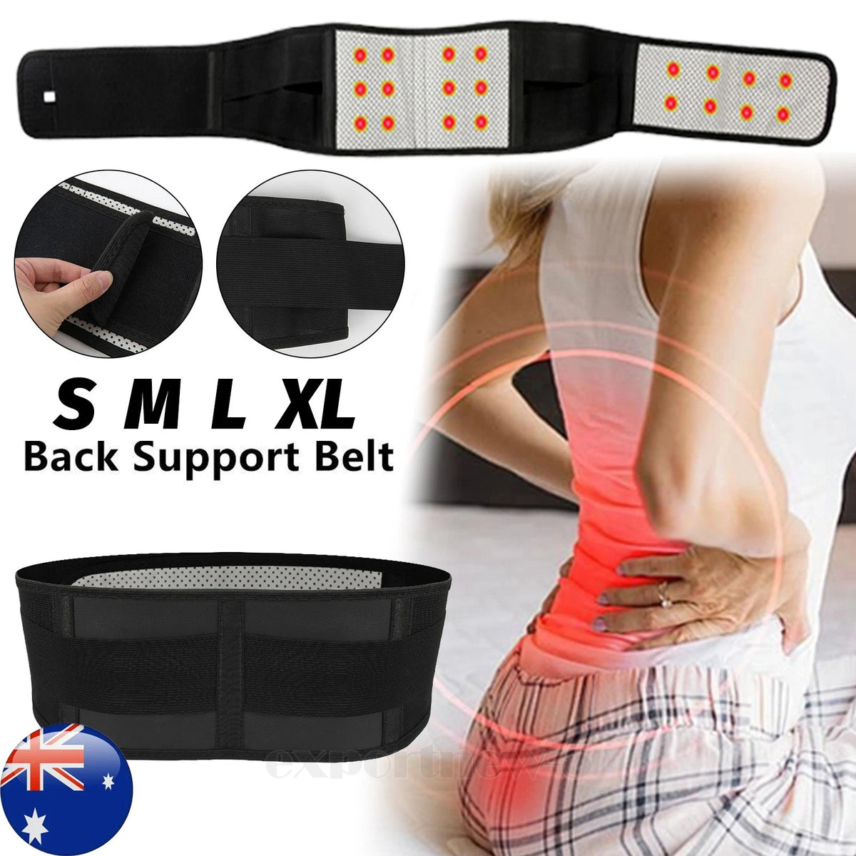 Magnetic Self-heat Waist Support Lower Back Brace Strap Pain Relief Therapy Belt