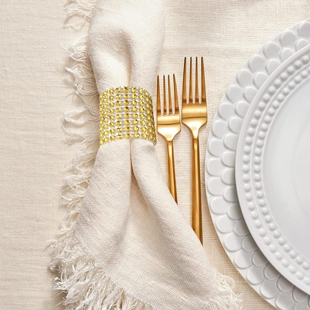 CLEARANCE- 50PCS Diamond Napkin Rings Chairs Buckles Holder Rhinestone Wedding Table Decor