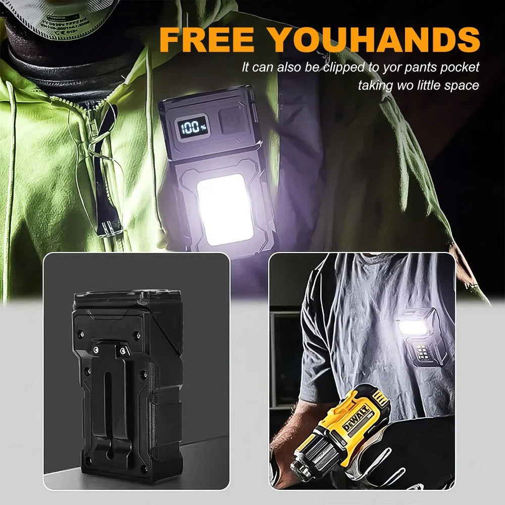 Multifunctional Mini LED Flashlight Pocket Work Light Dual Wicks Camping Torch