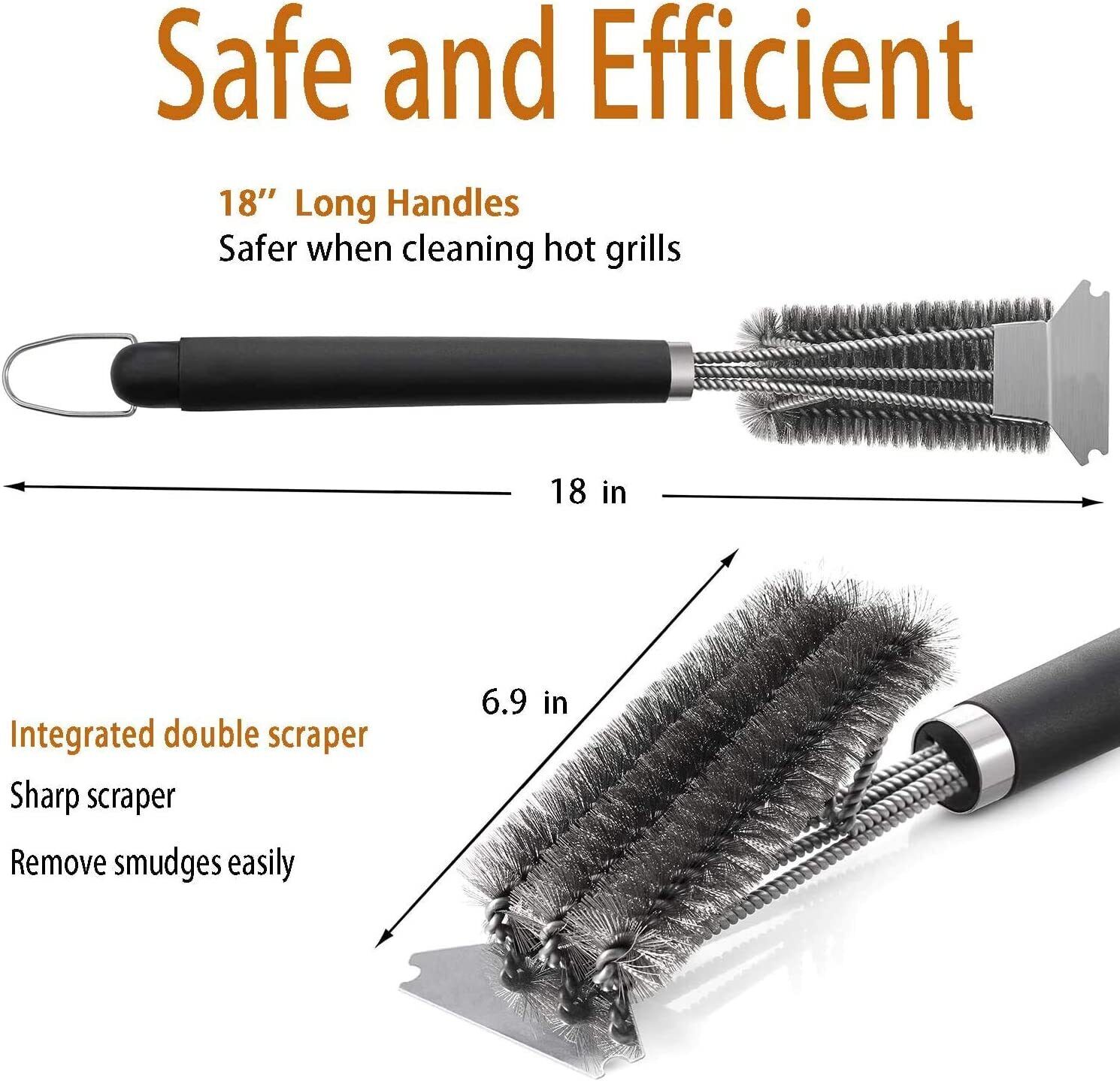 BBQ Grill Brush Scraper Cleaning Stainless Steel Cleaner Scrubber Scraper Tool