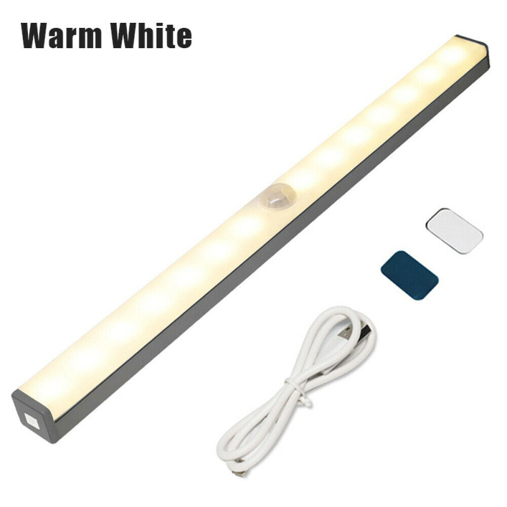 10CM/ 20CM/ 30CM LED Wireless PIR Motion Sensor Closet Lights USB Rechargeable Light Strips Lamp