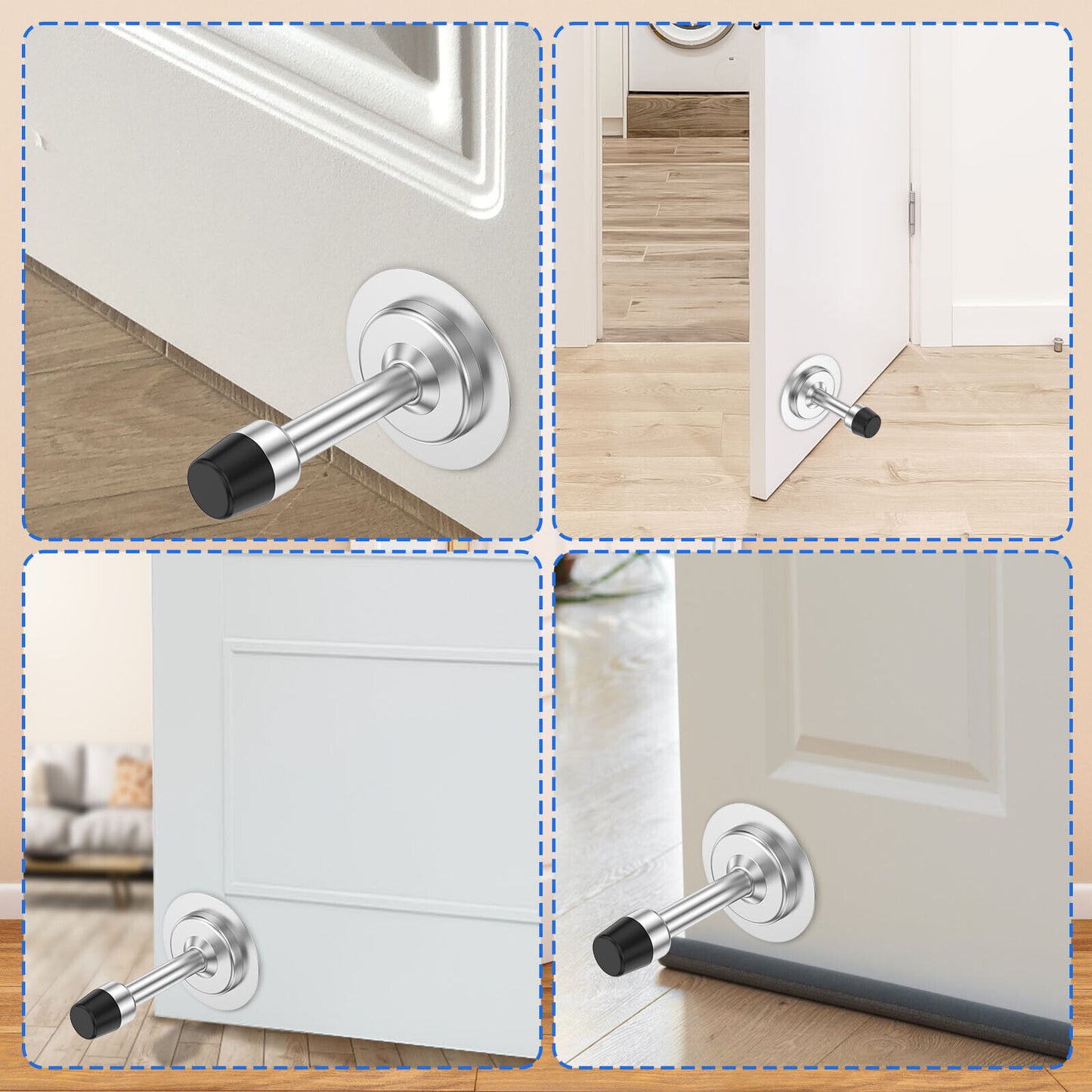 CLEARANCE- 1Pcs Door Stoppers Stainless Steel Stops Wall Door Set with Screws Self Adhesive