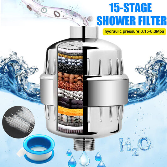 CLEARANCE- 15 Stages Shower Head Filter Bath Hard Water Filter KDF Remove Chlorine Odors