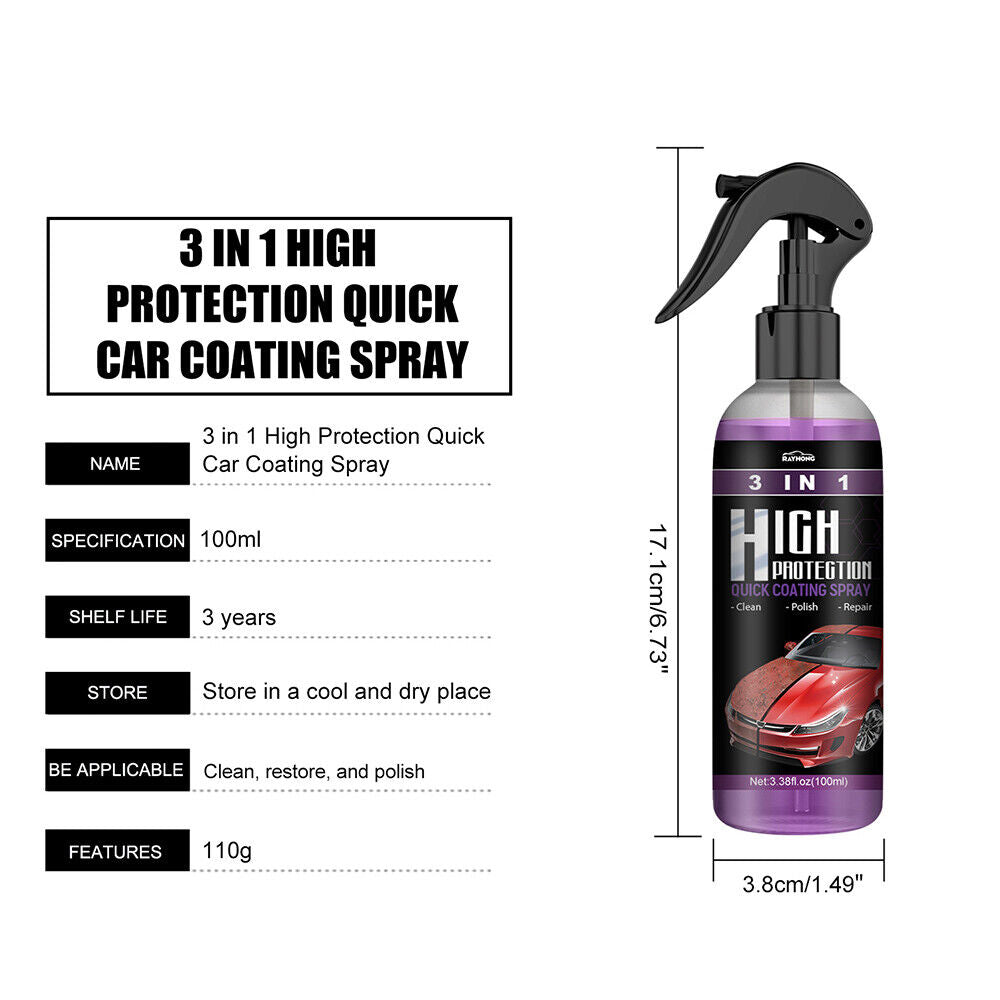 3 in 1 100ml High Protection quick Car Coat Ceramic Coating Spray Hydrophobic