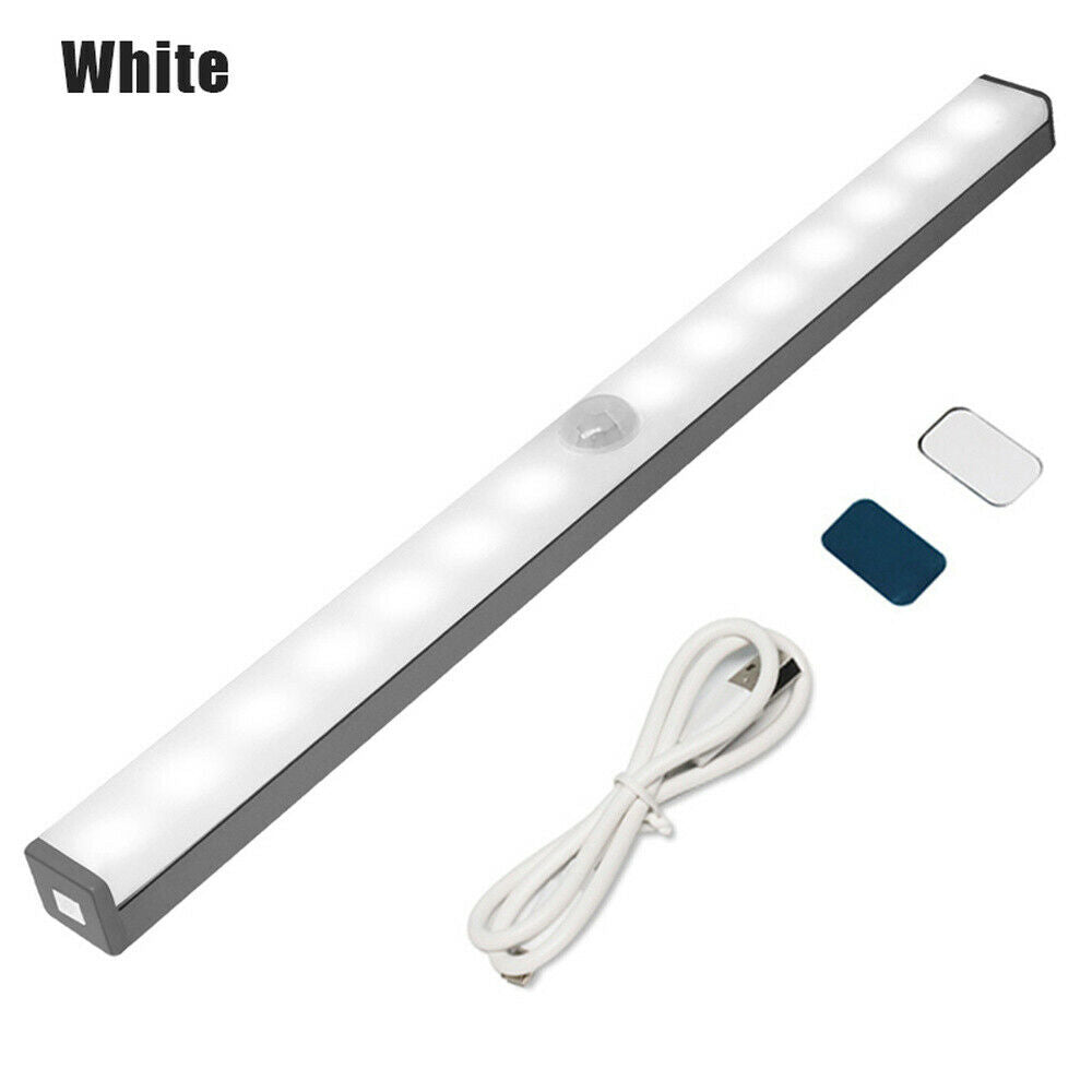 10CM/ 20CM/ 30CM LED Wireless PIR Motion Sensor Closet Lights USB Rechargeable Light Strips Lamp