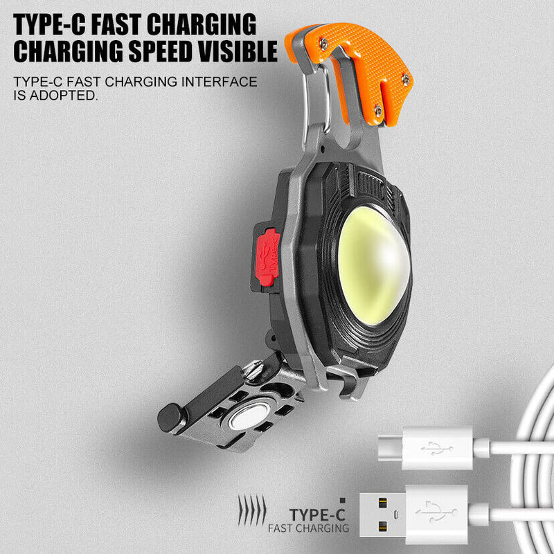 Multifunctional Keychain Mini USB Flashlight Torch Work Lamp Cigarette Lighter
