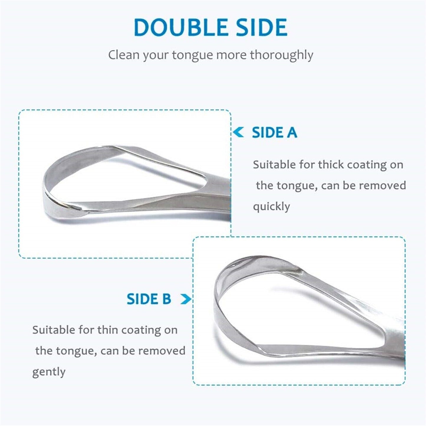 3pcs Stainless Steel Tounge Cleaner Scraper Dental Care Oral Hygiene Mouth Kit