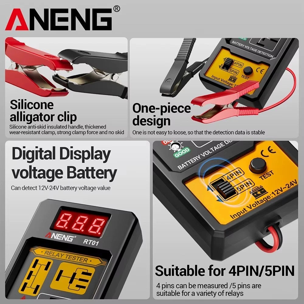 Car Relay Tester Auto Relay Diagnostic Tool 12-24V Car Battery Voltage Detector