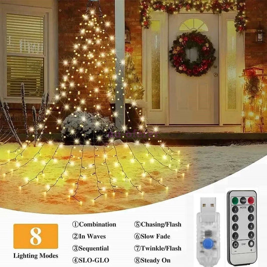 2025 Christmas Tree Light Ring Ceiling Waterfall String lights Remote Deco