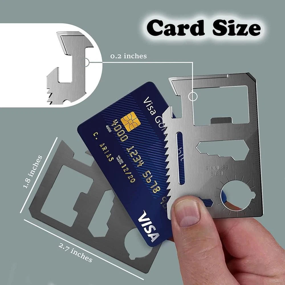 Credit Card 11-in-1 Survival Pocket Tool, Multi Function Portable Outdoor