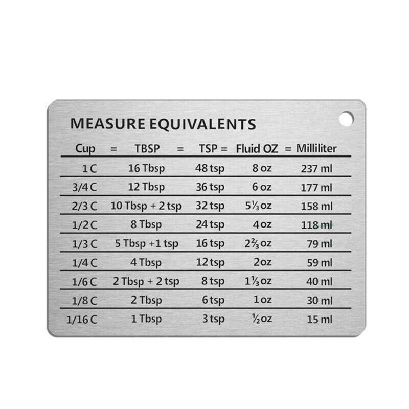 Magnetic Measuring Equivalents Cups Conversion Chart Refrigerator Sign
