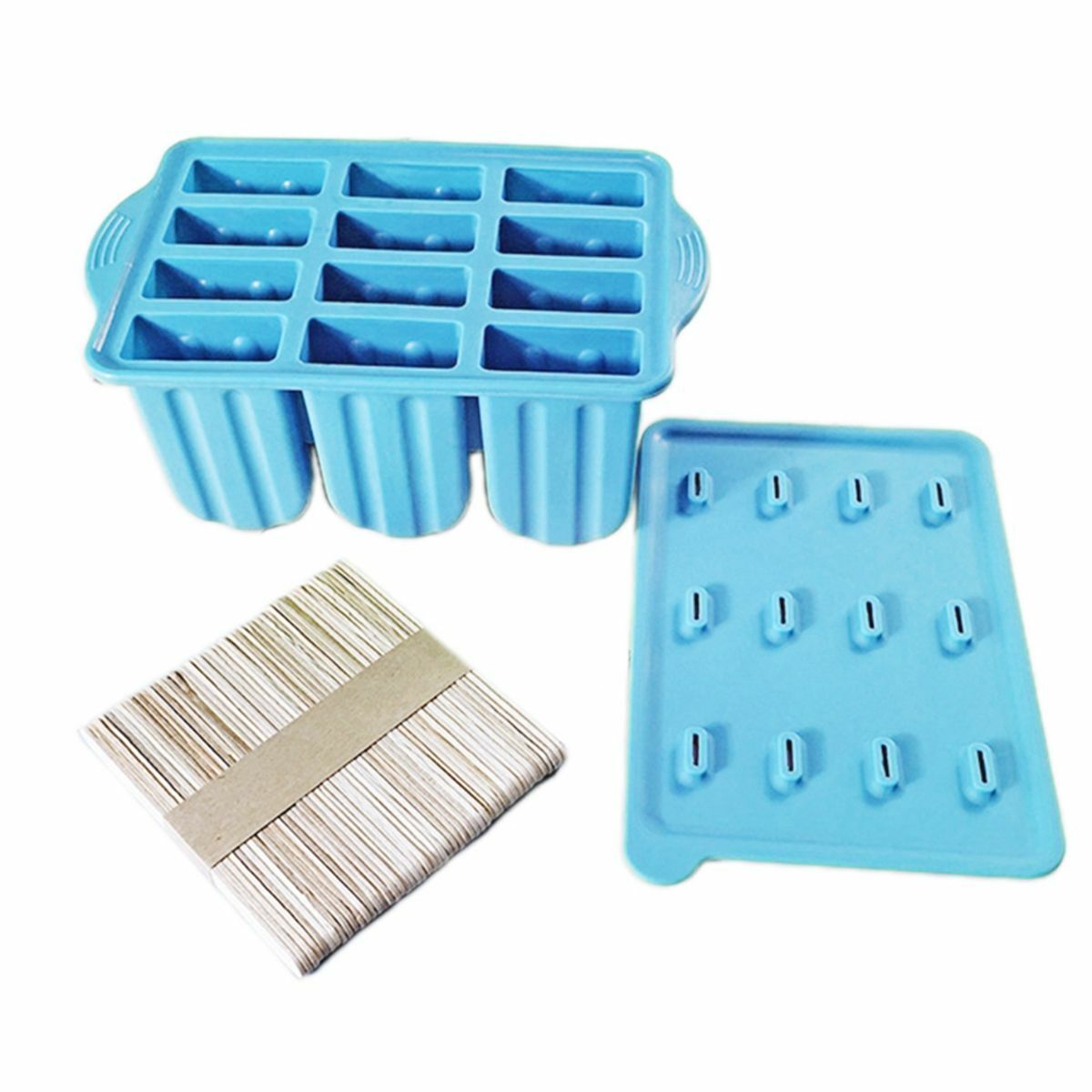 CLEARANCE- Silicone Ice Cream Mould Block 12 Frozen Molds Icy Pole Jelly Popsicle Maker