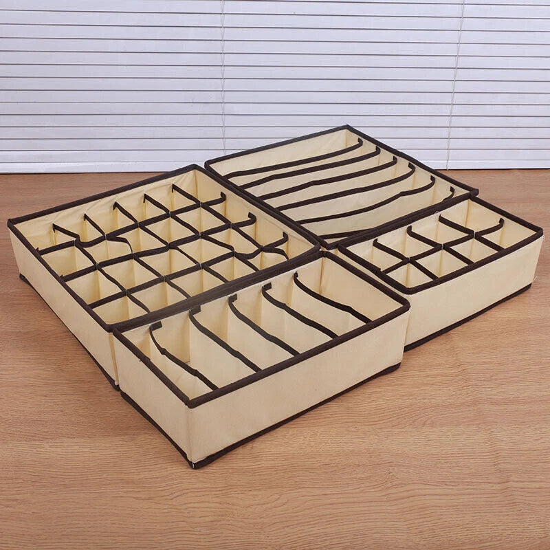 4 PCS/Set Foldable Storage Drawer Organizer Bra Underwear Closet Divider Kit New