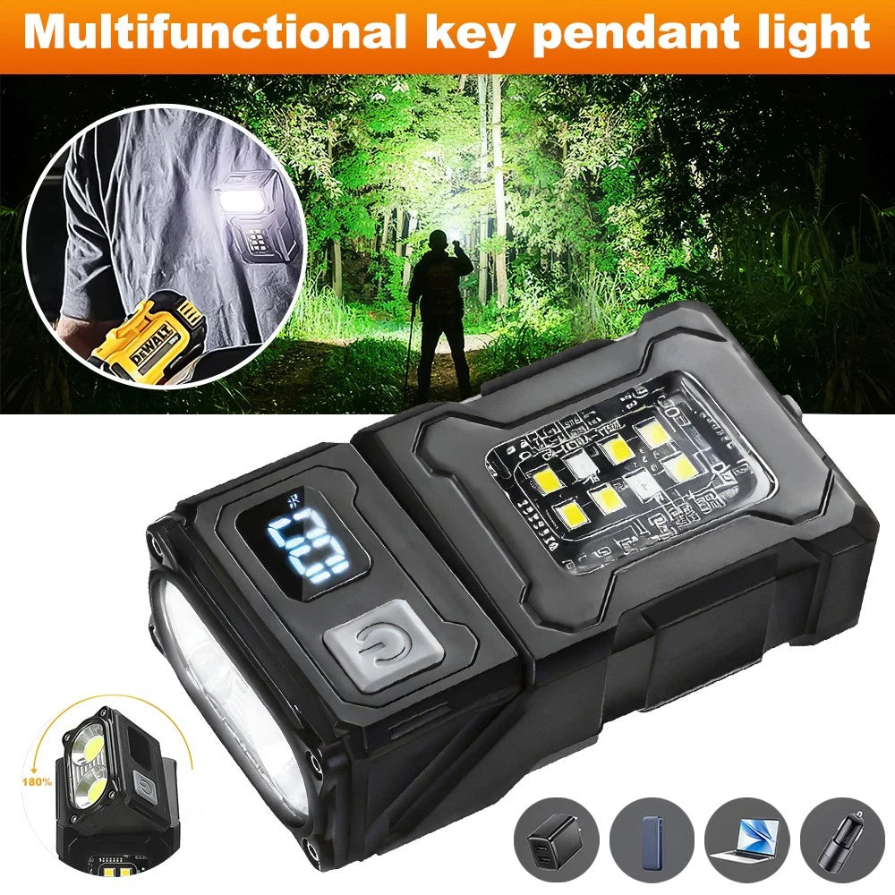 Multifunctional Mini LED Flashlight Pocket Work Light Dual Wicks Campi ...
