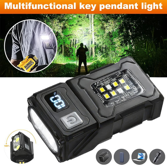 Multifunctional Mini LED Flashlight Pocket Work Light Dual Wicks Camping Torch
