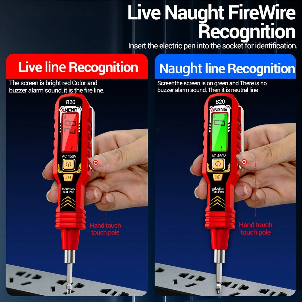2026 New Voltage Electric Tester Volt Detector Test Pen AC Non-Contact Sensor (Black/ Red Random)