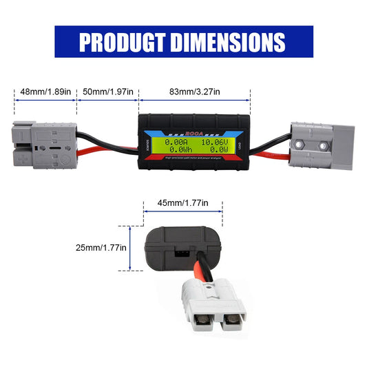 200A Digital LCD Amp Watt Meter Power Analyser Solar Caravan+ Anderson Plug
