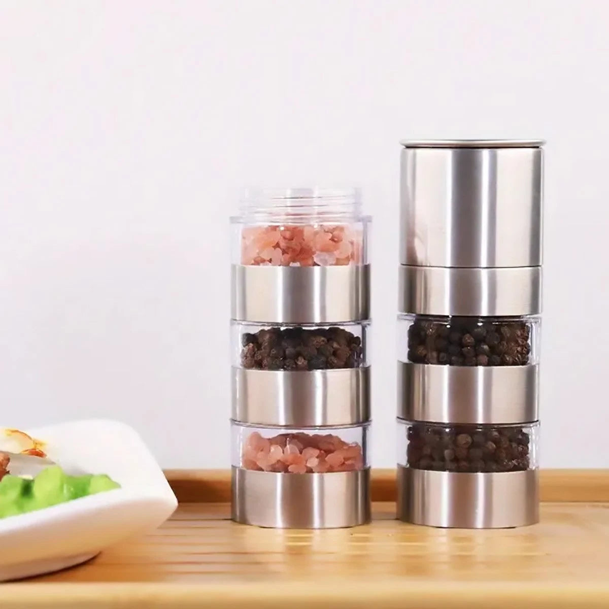 5 in 1 Stainless Steel Salt and Pepper Grinder Manual Spice Mill Kitchen Cooking