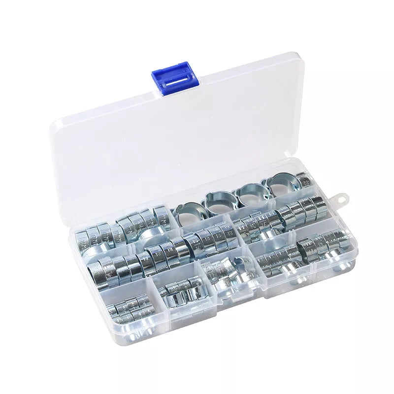 80pcs Zinc Plated Double Ear Crimp O Clips Air Fuel Hose Pipe Clamps