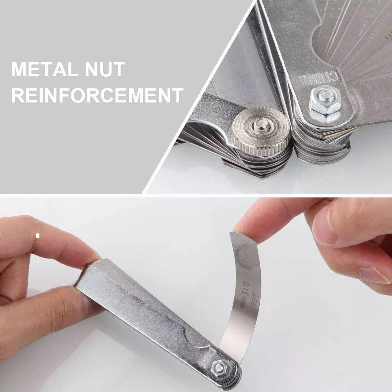 Filler Gap Feeler Gauge Metric Thickness 32 Blade MM/Inch Marked Dual Tool
