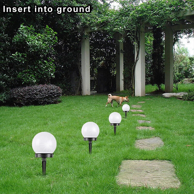 2Pcs LED Solar Round Ball Lamp Garden Light Waterproof Outdoor Path Lawn Lamp