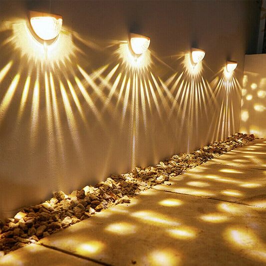 2pcs Solar Fence Lights Outdoor Wall Lights Deck Step Stair Lights Waterproof Garden