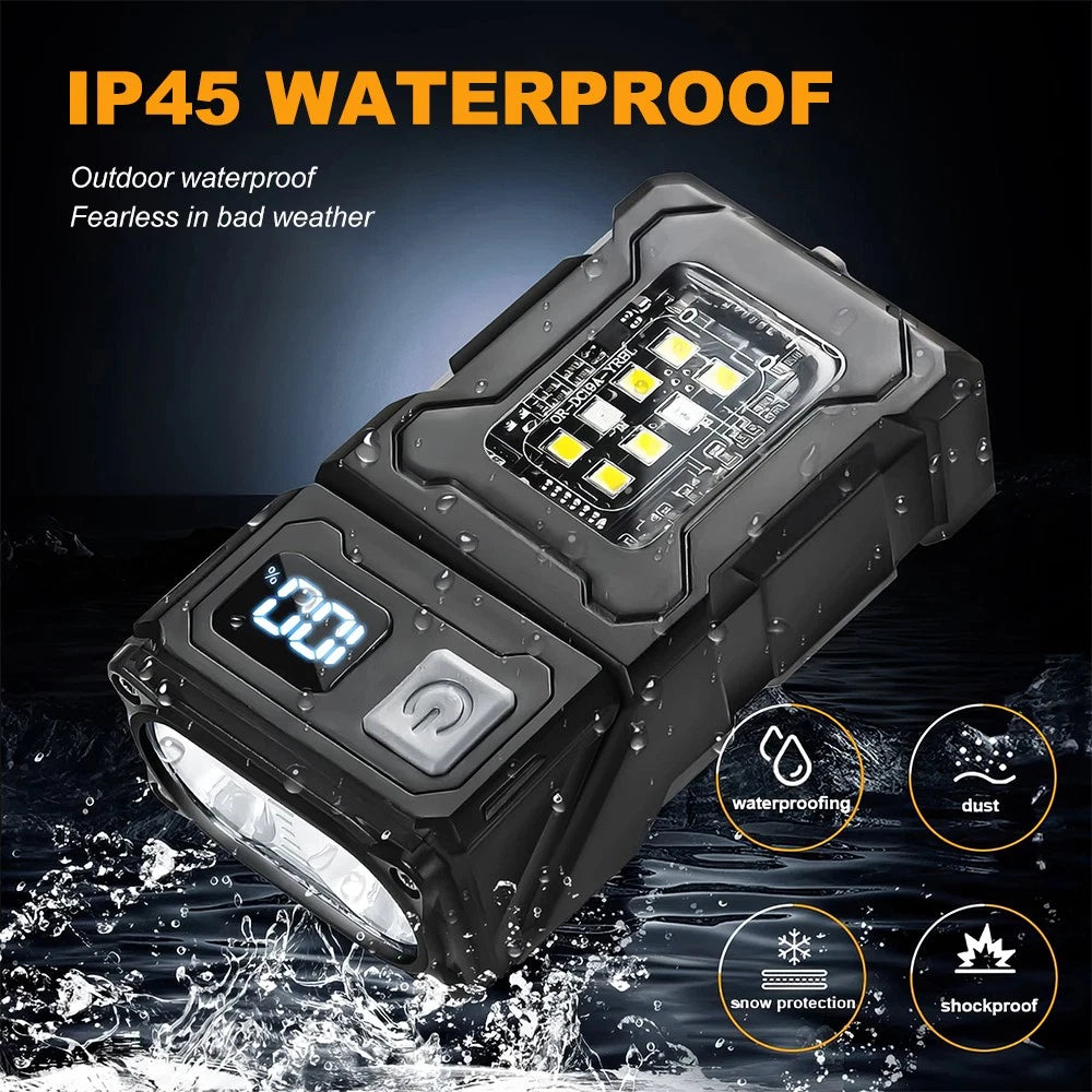 Multifunctional Mini LED Flashlight Pocket Work Light Dual Wicks Camping Torch