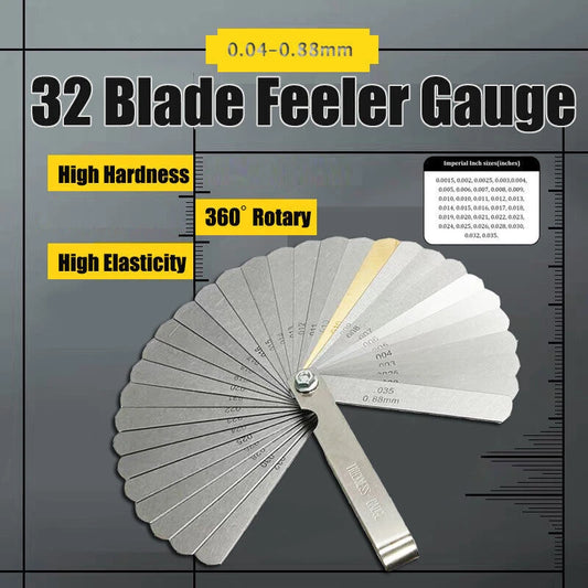 Filler Gap Feeler Gauge Metric Thickness 32 Blade MM/Inch Marked Dual Tool