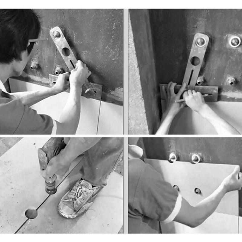 Durable Multi-Functional Ceramic Tile Hole Locator Ruler Stainless Steel Adjustable Tool