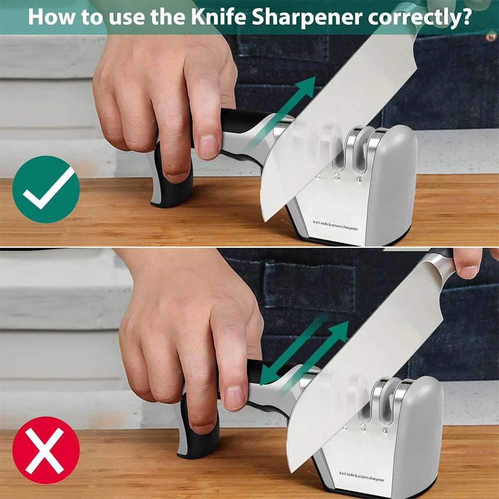 4-in-1 Knife and Scissors Sharpener - Multi-Stage Blade Care