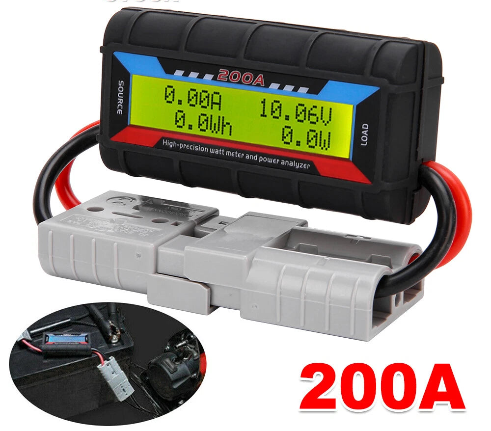 200A Digital LCD Amp Watt Meter Power Analyser Solar Caravan+ Anderson Plug