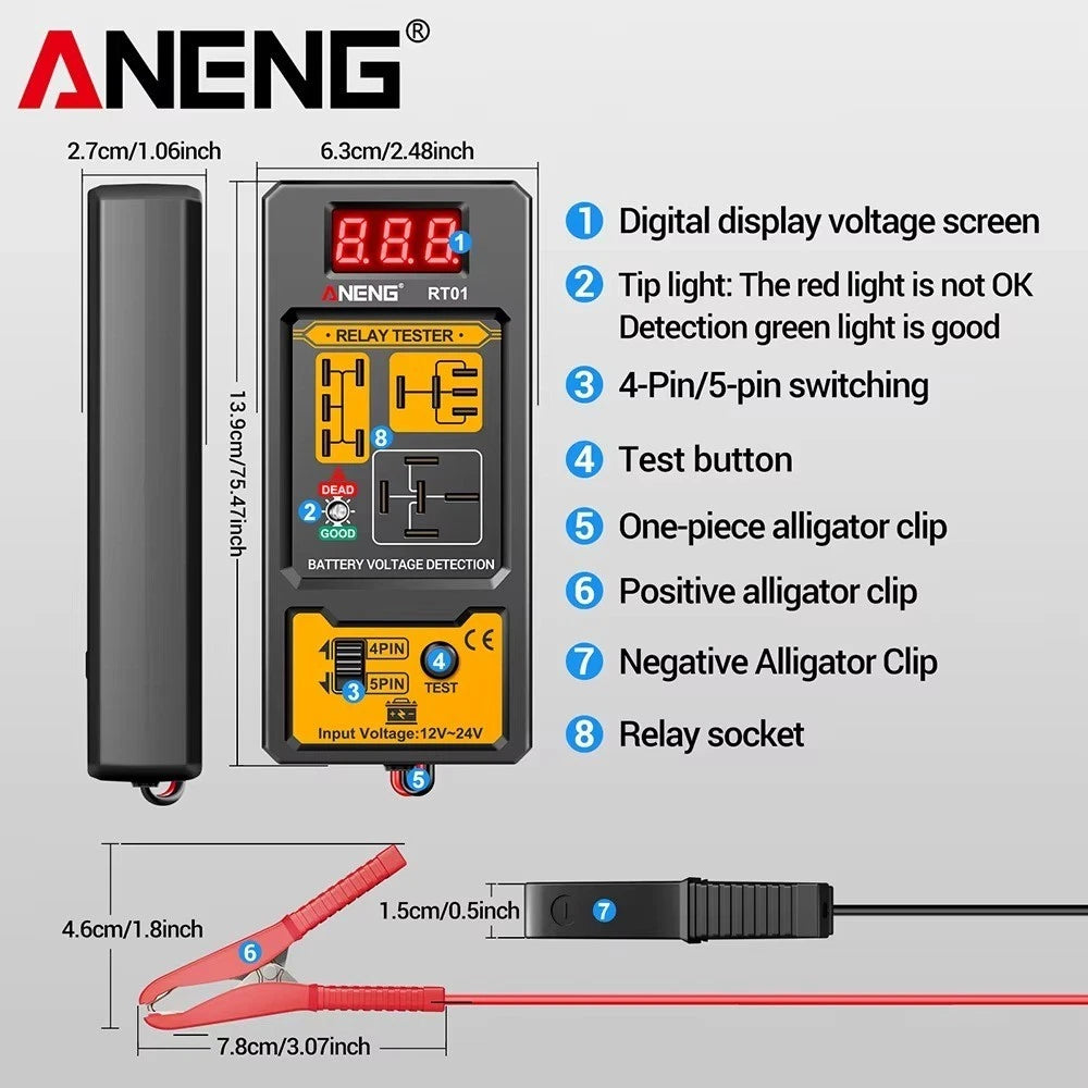 Car Relay Tester Auto Relay Diagnostic Tool 12-24V Car Battery Voltage Detector