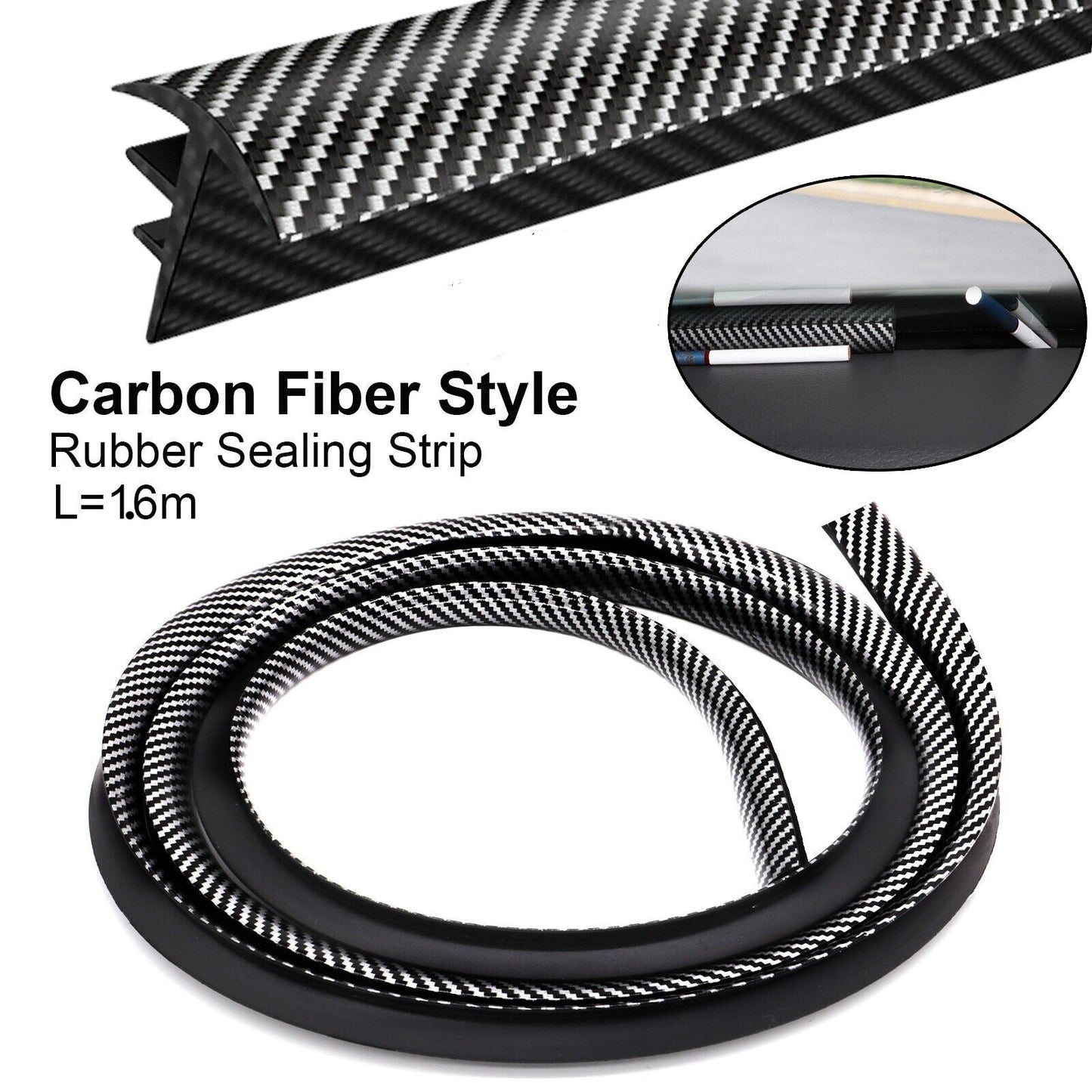 CLEARANCE- Car Push Seal Strip 1.6m Rubber Engine Noise Insulation Dashboard Windshield Gap
