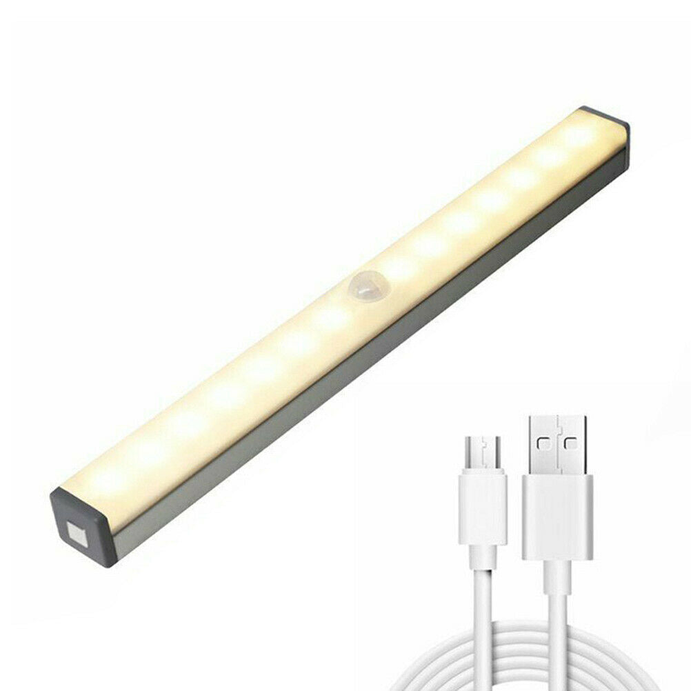 10CM/ 20CM/ 30CM LED Wireless PIR Motion Sensor Closet Lights USB Rechargeable Light Strips Lamp