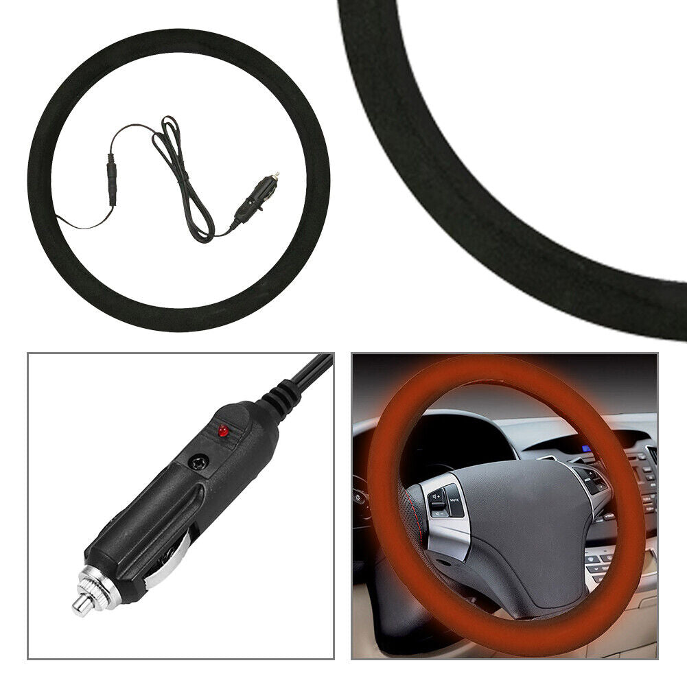CLEARANCE- 12V Car Auto Heated Steering Wheel Cover Non-slipHeating Universal