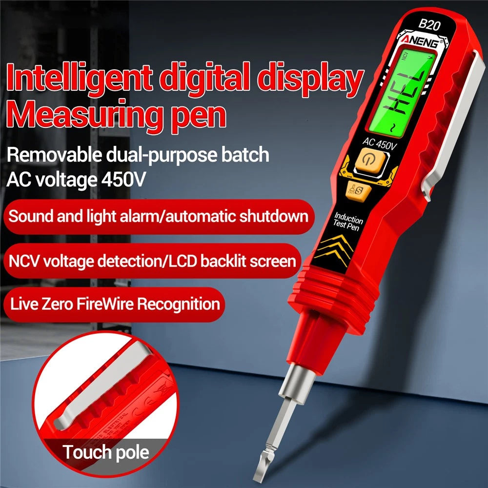2026 New Voltage Electric Tester Volt Detector Test Pen AC Non-Contact Sensor (Black/ Red Random)
