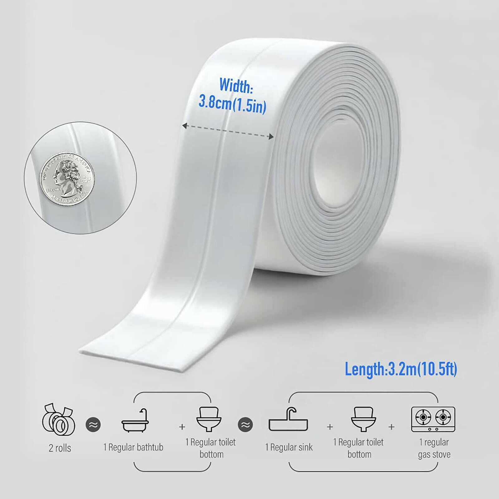38MM*3.2M Kitchen Corner Sealant Tape Roll Waterproof Adhesive Sink Stove Gap Sticker Tool