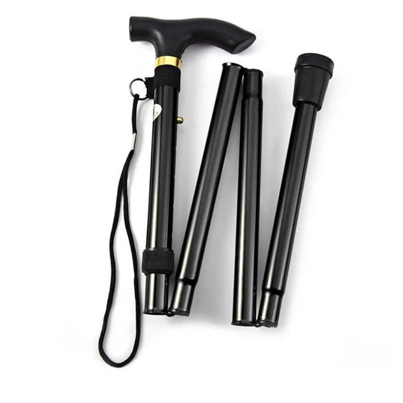 Lightweight Folding Adjustable Walking Stick Aluminium Hiking Travel Cane