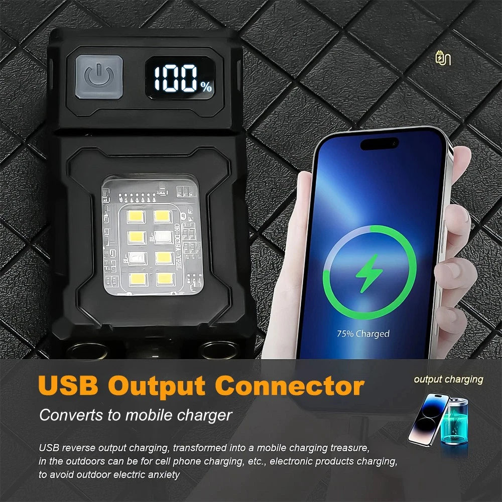 Multifunctional Mini LED Flashlight Pocket Work Light Dual Wicks Camping Torch